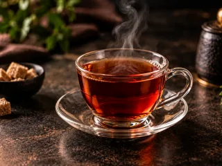 شاي في فنجان زجاجي